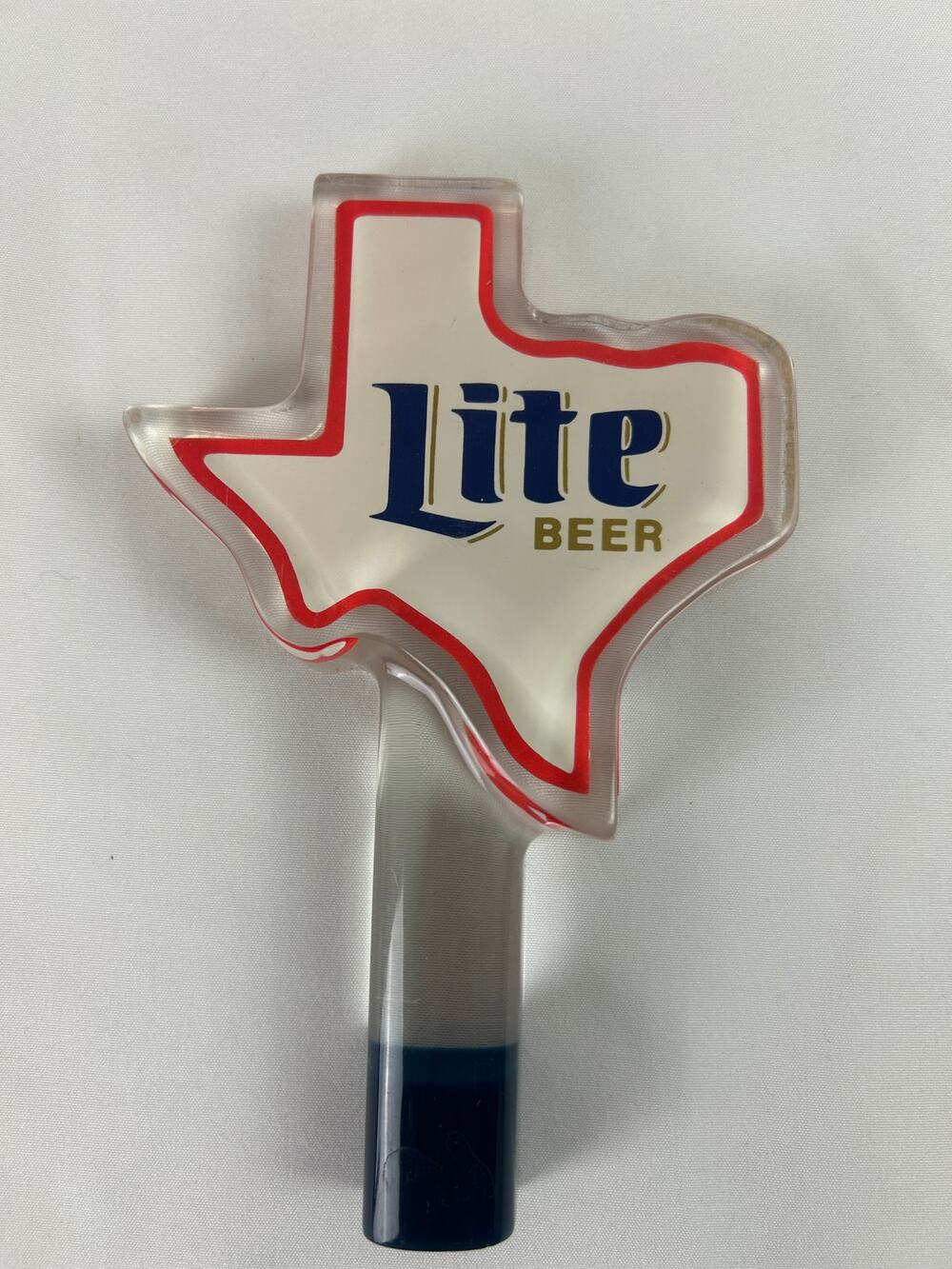 Miller Lite Texas Shaped Beer Tap Handle Clear Lucite Acrylic Breweriana 6in